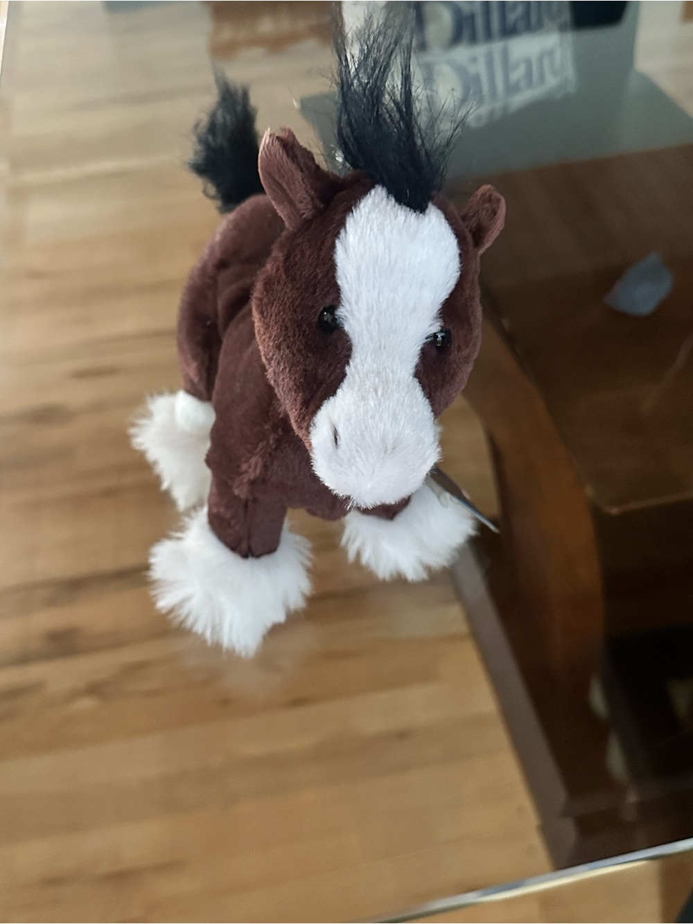 Plush Brown and White Horse Toy for kids